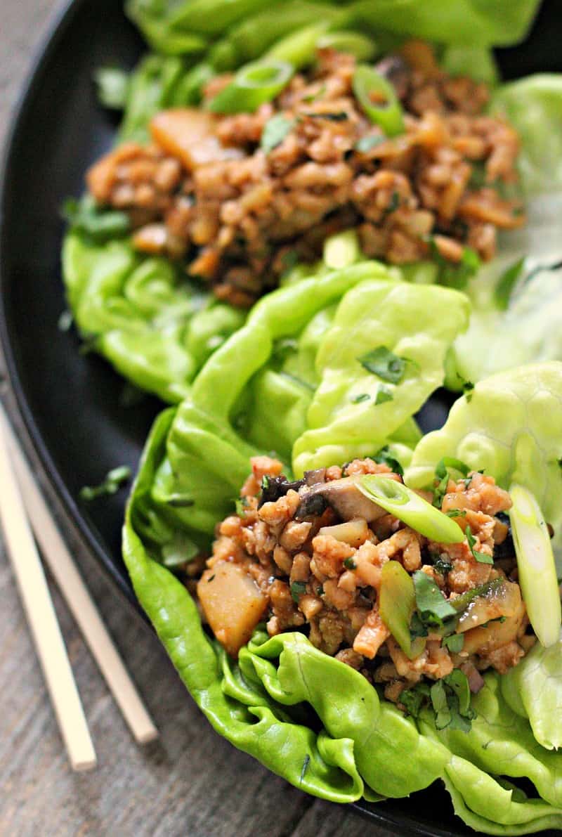 Easy Chicken Lettuce Wraps recipe from A Gouda Life kitchen