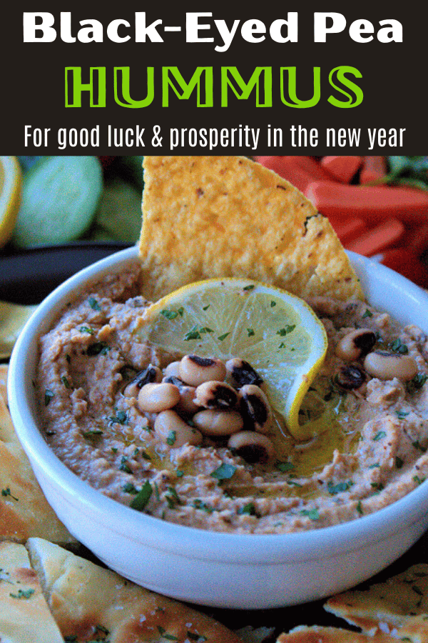 pinterest pin for black eyed pea hummus