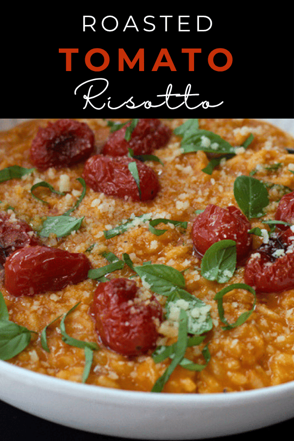 pinterest pin for roasted tomato risotto