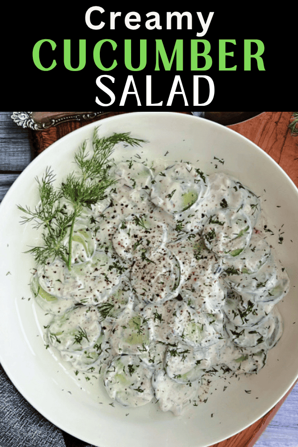 pinterest pin for creamy cucumber salad