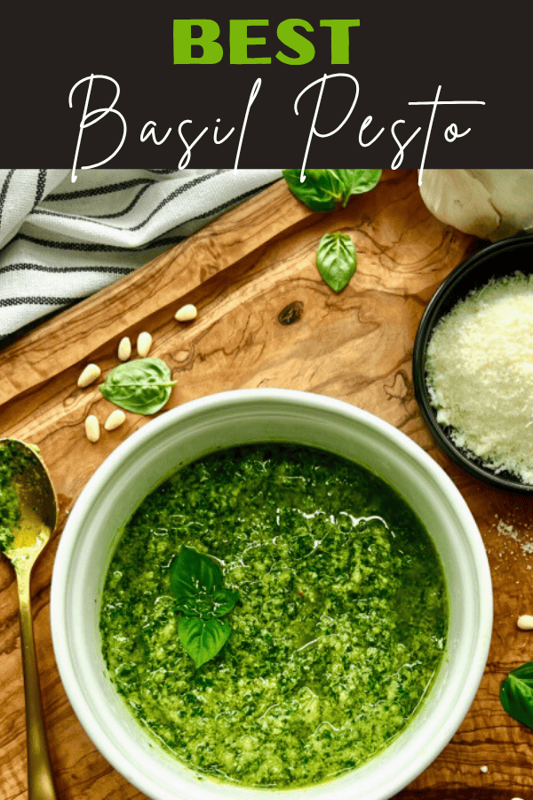 pinterest pin for basil pesto