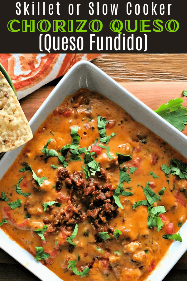pinterest pin for chorizo queso