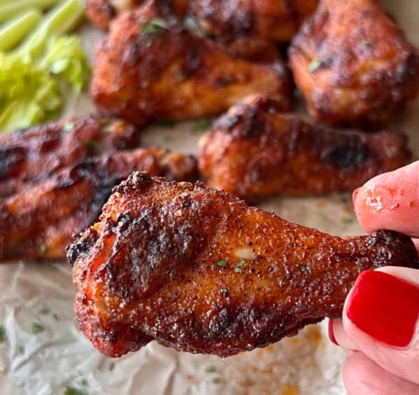 closeup of crispy oven baked wings