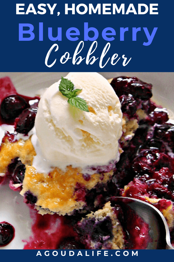 pinterest pin for blueberry cobbler