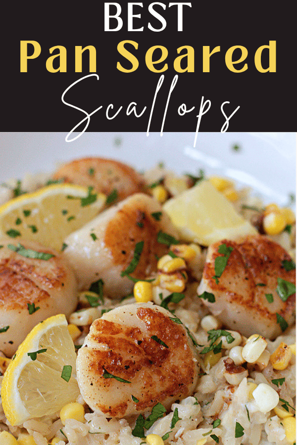 pinterest pin for pan seared scallops