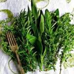 overhead view of fresh hers for how to preserve fresh herbs blog post