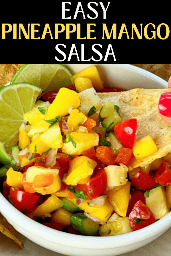 pinterest pin for pineapple mango salsa
