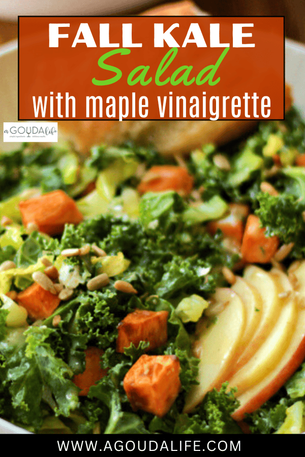 pinterest pin showing fall kale salad