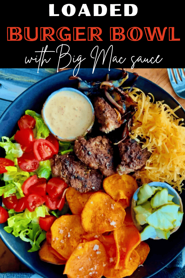 pinterest pin for burger bowls