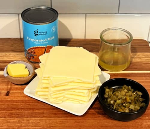 ingredients for slow cooker nacho cheese sauce
