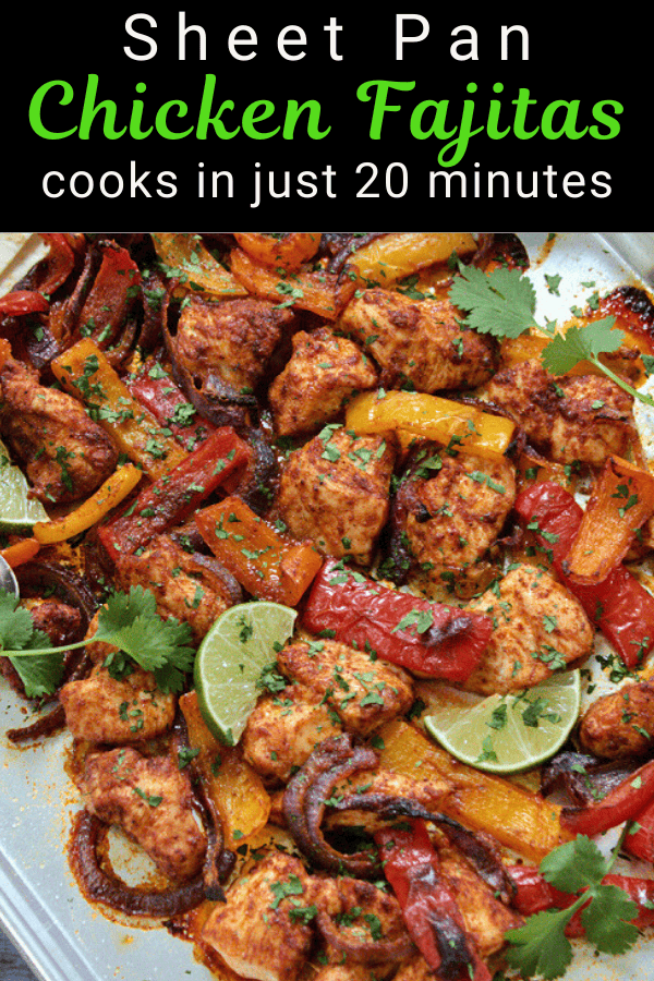 pinterest pin for Sheet Pan Chicken Fajitas