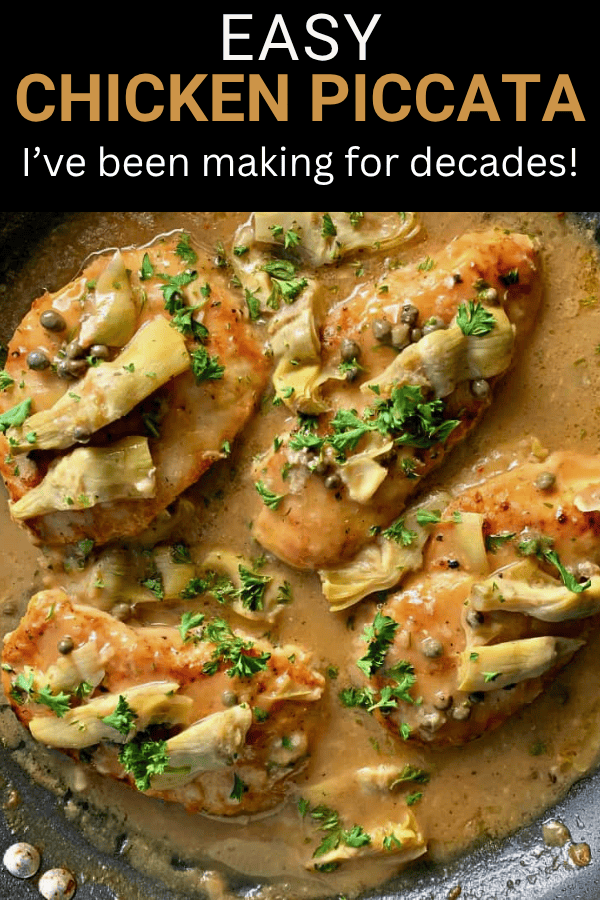 pinterest pin for chicken piccata