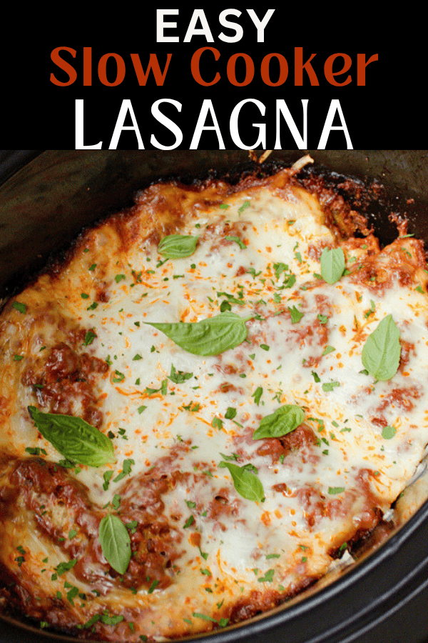 pinterest pin for slow cooker lasagna
