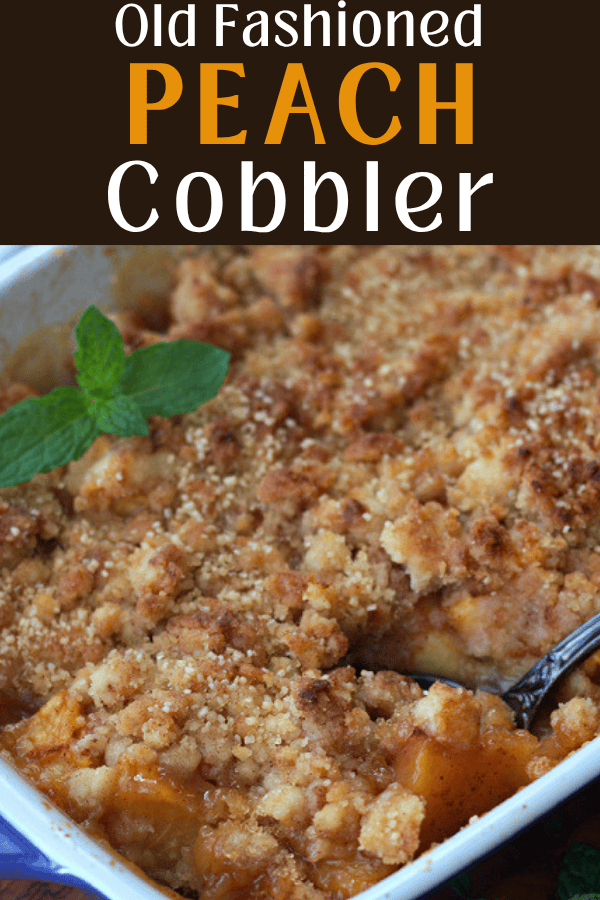 pinterest pin for peach cobbler