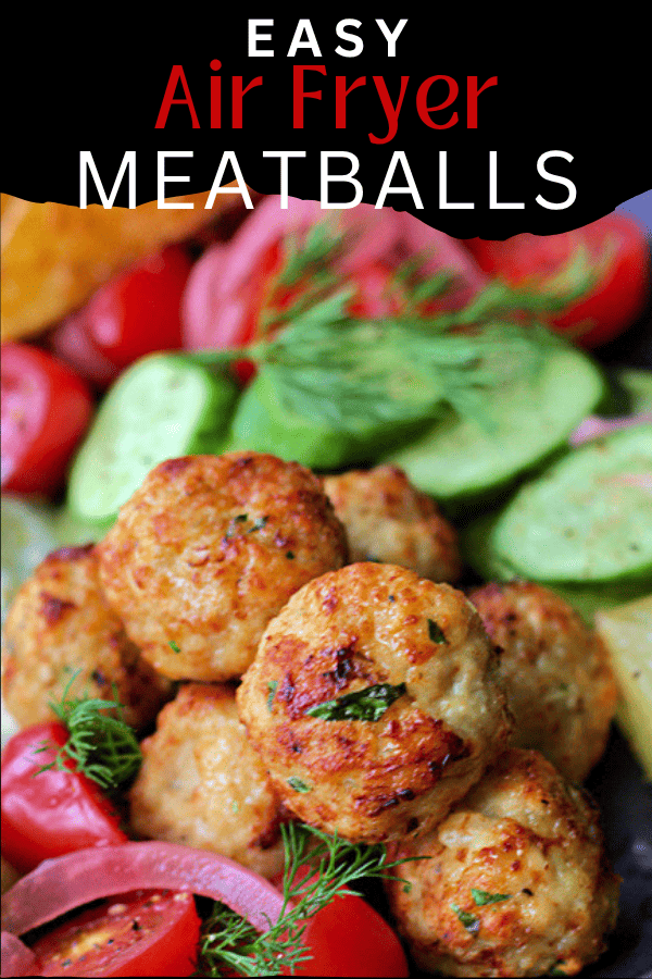 pinterest pin for air fryer meatballs