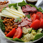 closeup of antipasto salad in bowl