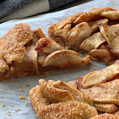 apple galette with one slice removed