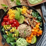 overhead view - baja bowl with vegetables and black beans