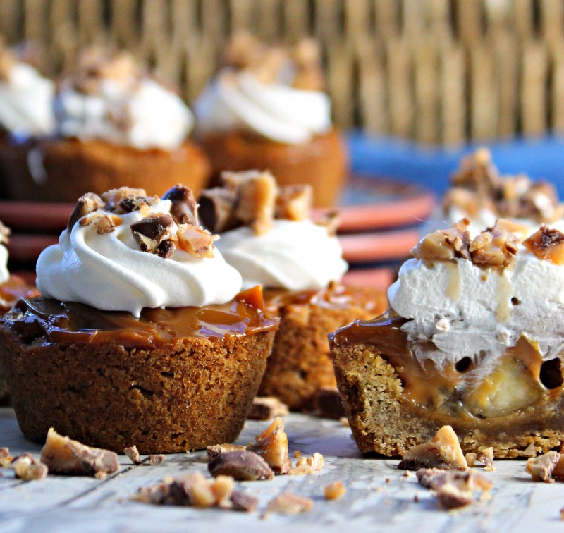 display of Banoffee Pie Cups on tiered tray