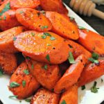 Brown Butter Honey Glazed Carrots ~ tender carrots roasted and glazed in a delicious nutty, brown butter honey-garlic sauce.