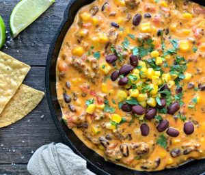 overhead view cowboy queso
