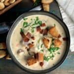 what to serve with clam chowder overhead view of clam chowder