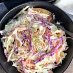 overhead view black bowl with 5 minute coleslaw