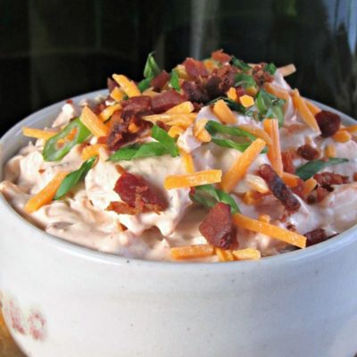 Best Loaded Spicy Ranch Dip ~ sour cream, French onion, plus everything else we love in a dip ~ spicy ranch flavor, cheddar cheese and bacon! 5 minute prep.