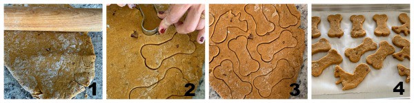 photo collage showing how to make homemade dog treats