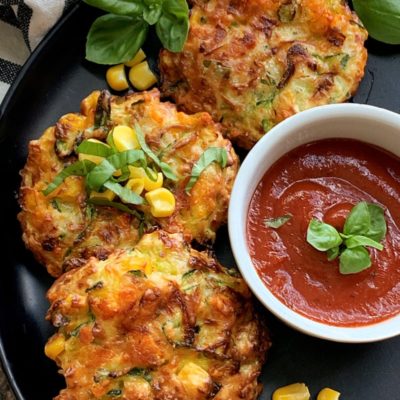 Air Fryer Zucchini Corn Fritters (+ skillet option!)