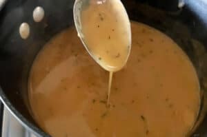 saucepan with gravy without drippings