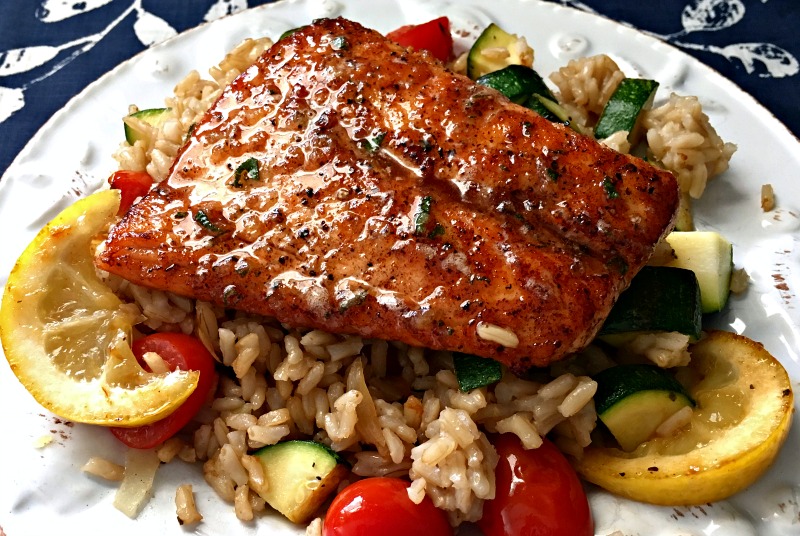 Easy Honey Garlic Salmon with browned butter sauce. Tasty! You've got to try this!