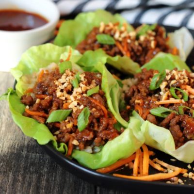 lettuce leaves filled with Korean ground beef