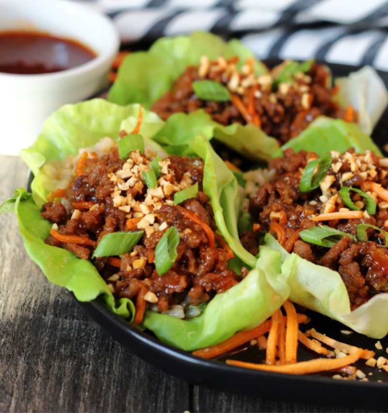 lettuce leaves filled with Korean ground beef
