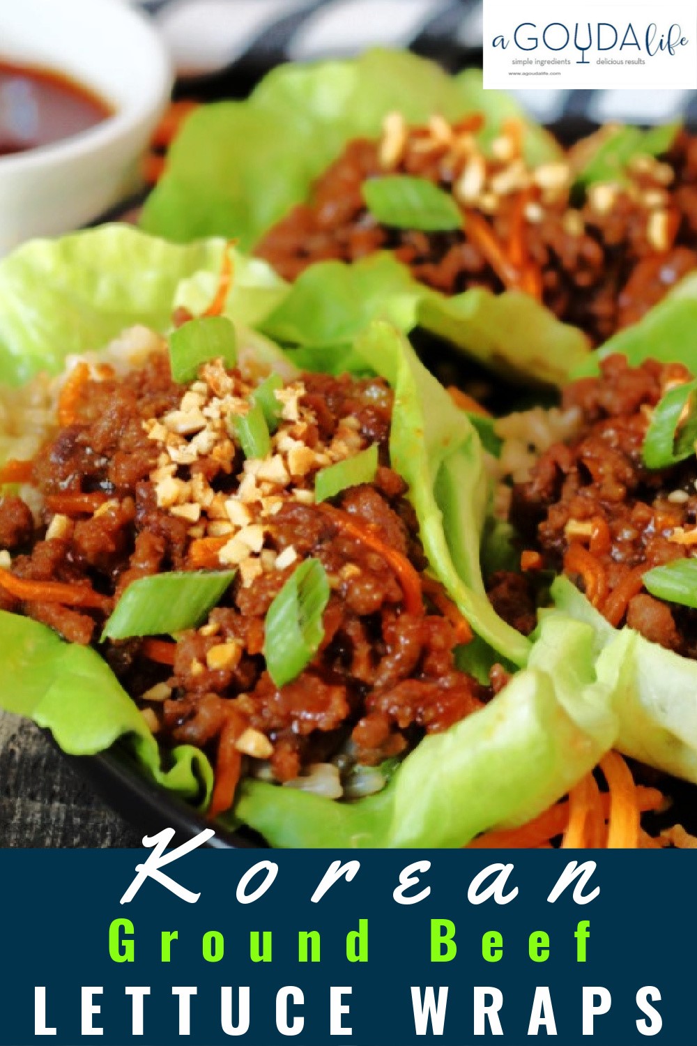 pinterest pin showing ground beef lettuce wraps