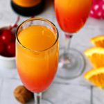 overhead view of 2 sunrise mimosas