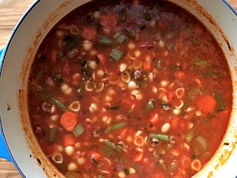 Minestrone Italian Sausage Soup. Packed with vegetables in a rich, tomatoey broth enhanced with the addition of Sweet Italian Sausage.