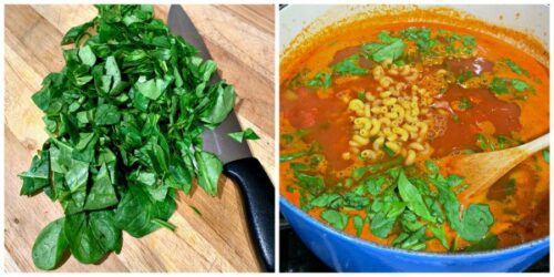 photo collage showing how to make minestrone soup