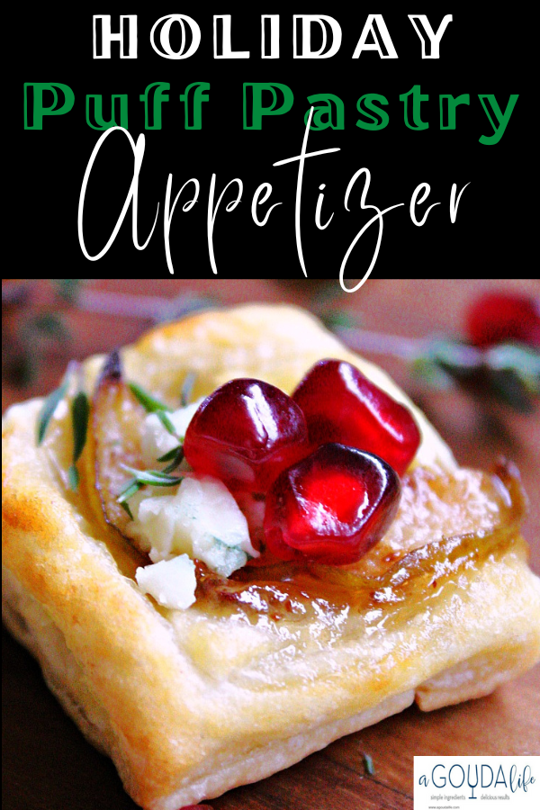 pinterest pin for christmas puff pastry appetizer