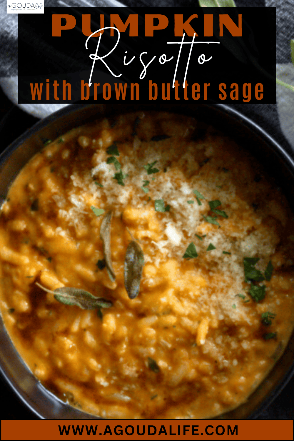 pinterest pin showing punpkin rice (risotto)