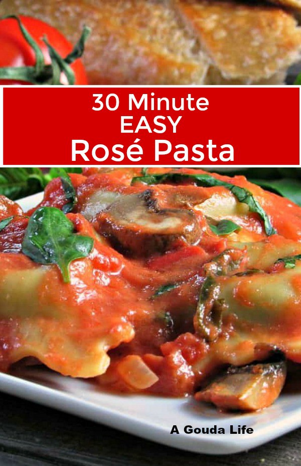 Creamy Rosé Pasta ~ tomato cream sauce ~ with sautéed mushrooms, blended with fresh pasta and is ready in under 30 minutes. 