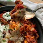 Easy skillet lasagna with cheese pull