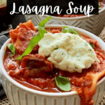 pinterest pin showing slow cooker lasagna soup