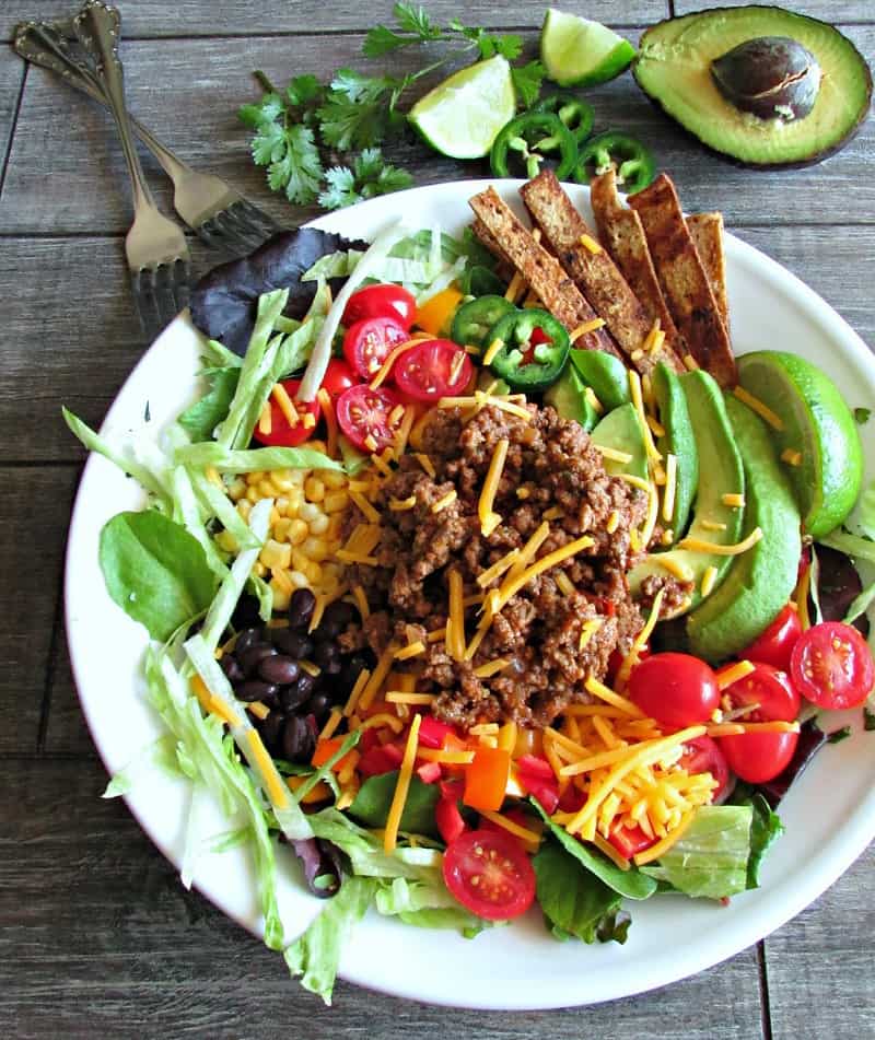 Healthy Taco Salad + 5 ingredient salsa verde dressing ~ A Gouda Life