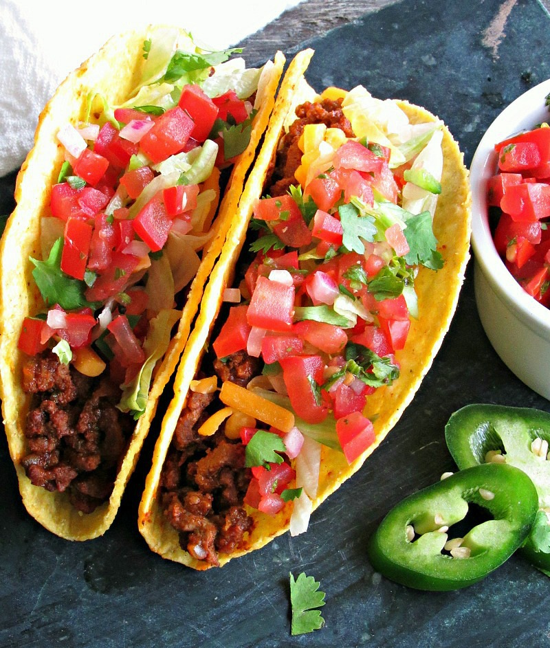 Ground Beef Tacos ~ bold, spicy Mexican flavored ground beef tacos with chipotle peppers. An easy recipe, perfect for tacos, enchiladas or nachos. 