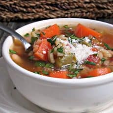 Vegetable Barley Soup ~ hearty, nourishing delicious comfort in a bowl. This soup is loaded with vegetables, beans and barley, packed with fiber and protein.